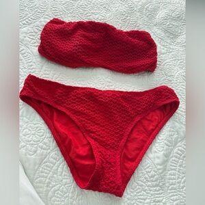 Splendid Vibrant Red crochet Bikini Bottom